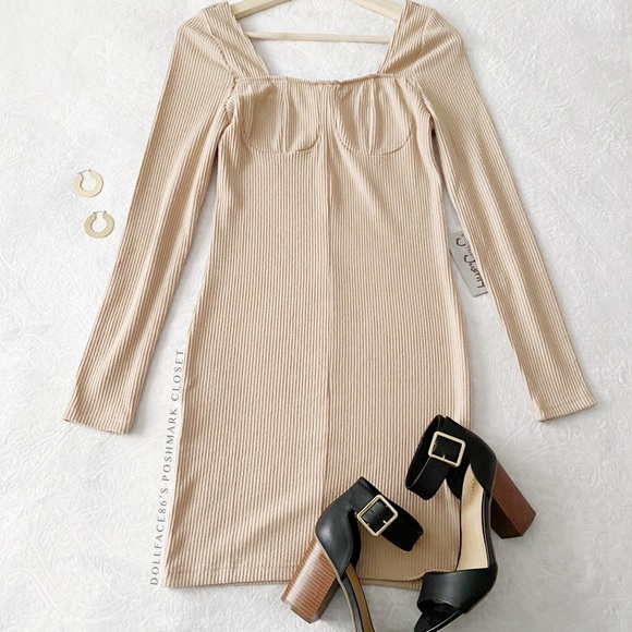 Buckle Dresses & Skirts - NWT Buckle J is for Justify Tan Ribbed Corset Dress